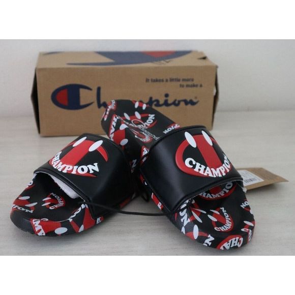 Champion CP101901P Kid's Sz 3 Black/Scarlet IPO Smile Slide Sandals - Picture 1 of 6